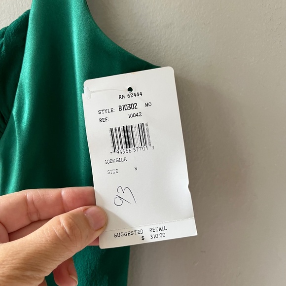 Nicole Miller Sz 8 Silk Tank Midi Lined Cocktail Dress Back Zip Emerald Green - Picture 5 of 10